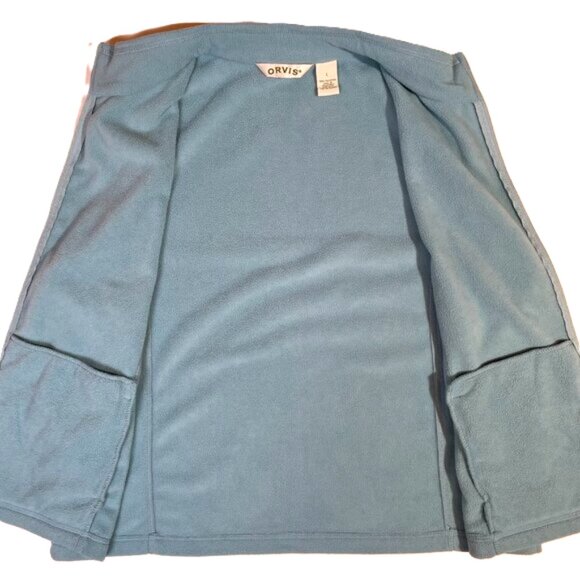 Orvis Fleece Vest Size L Seafoam Light Blue Full Zip - Picture 4 of 6